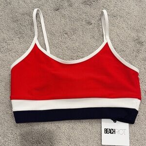 NWT Beach Riot Red and White Strappy Top